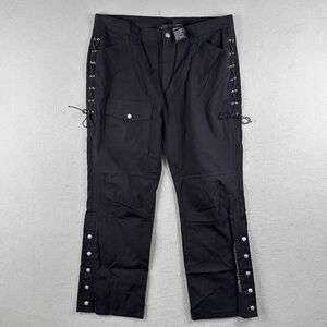 Y2K‎ Harley Davidson Pants Women’s 18 Black Laced Side Logo Straight Leg 38x31